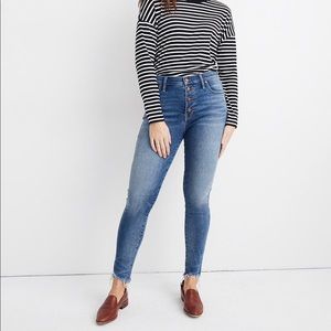 MADEWELL 10” high rise Skinny Jean chewed hem 30